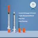 30 Pack U-100 Syringes with Needle, 1ml 30G 5/16" 8mm Syringe, Individually Sealed Packaging