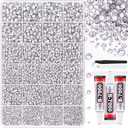 32000Pcs Resin Rhinestones for Bedazzling, Silver Clear Flatback Gems for Diamond Art, Crystal Bedazzler Kit with 3Pcs 10ml B7000 Jewelry Glue for Nail Art Crafting Clothing Book Makeup