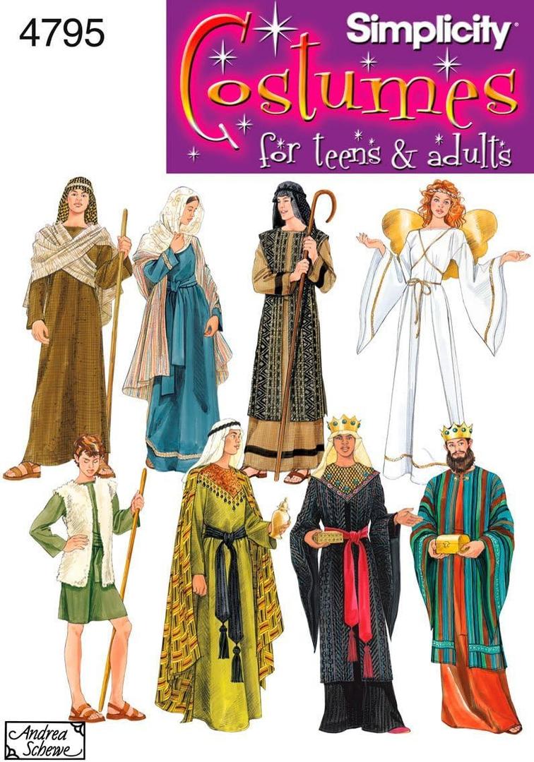 Simplicity 4795 Historical and Biblical Costume for Adults and Teens by Andrea Schewe, Sizes A (XS-XL)
