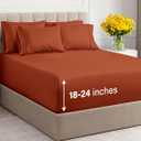 Extra Deep King Sheet Set - 6 Piece Breathable & Cooling Sheets - Hotel Luxury Bedding Set with 18-24 Inch Extra Deep Pockets - Easy Fit - Super Soft, Wrinkle Free and Comfy - Terracotta, King Size