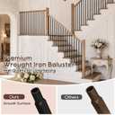 32 Pcs Wrought Iron Balusters for Staircase, 1/2" x 44" Inch Square Metal Stair Balusters for Interior Railing Remodel, Modern Black Straight Hollow Iron Baluster for Handrail Railing System