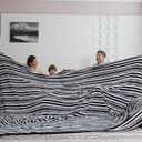 COOVA Oversized King Fleece Blanket 120x120 inches, Soft Cozy Warm Giant Extra Large 10'x10' Blanket for Bed, Sofa, Couch,Travel, Camping, California Huge Flannel Big Throw Blanket, Grey Stripes