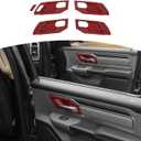 for RAM TRX Inner Door Handle Cover Trim Bowl Fit for Dodge RAM TRX 2018-Present Red Carbon Fiber Interior Accessories 4pcs (Small)