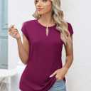 Kistore Women's Summer Casual V Neck Tank Tops Cap Sleeve Loose Fit Blouses Tunic Shirts (M)