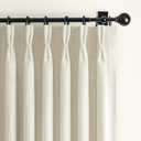 Cream Linen Blackout Small Kitchen Window Curtains 47 Inch Length, Memory Trained Pinch Pleated Thermal Boho Extra Short Curtain Double Layer Soundproof Light Blocking Drapes 2 Panel Set with Back Tab