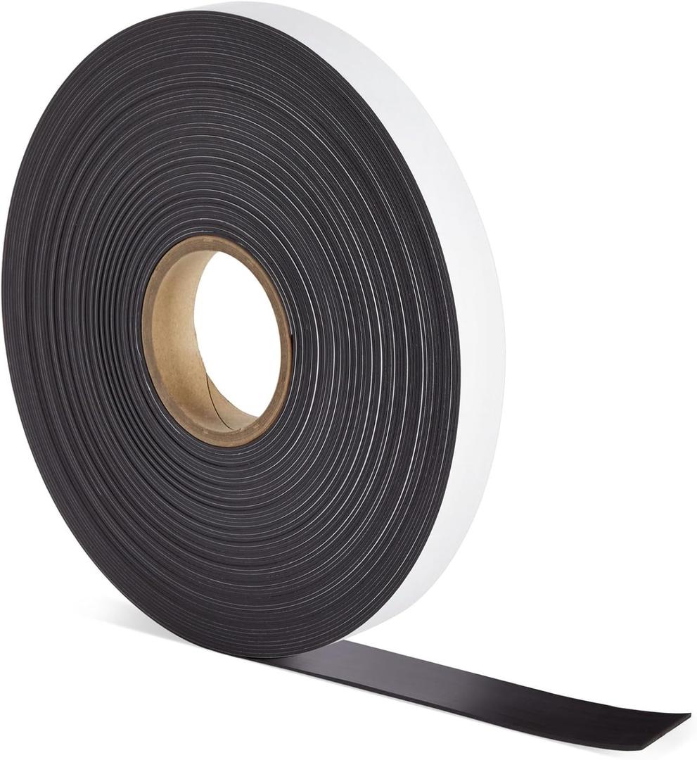 Bright Creations Magnet Tape Roll - 1 in x 100 ft - Strong Magnetic Strip Roll with Sticky Adhesive for Fridge & Whiteboard DIY & Crafts