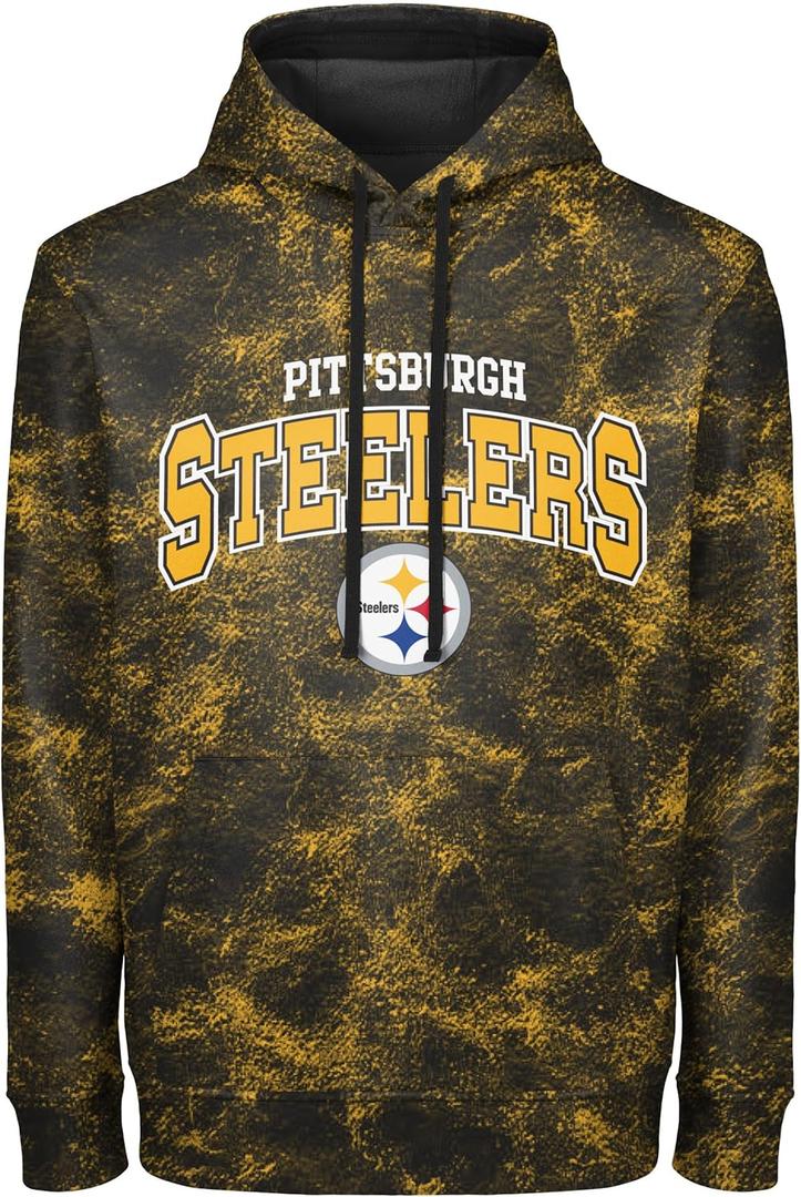 FOCO NFL Men's Officially Licensed Big Logo Wordmark Camo Performance Game Day Team Color Pullover Sweatshirt Hoodie (Large)