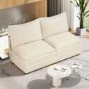 Vesgantti 74" Loveseat Sofa Without Armrest, Comfy Cloud Couch for Living Room Deep Seat Chenille Modern 2 Seater Small Sofa, Extra Seats for Modular Couch, Beige