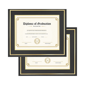 11x14 Diploma Frame with Black over Gold Mat, 14x17 Certificate Frame, Real Wood with Gold Trim, Black Frame with Arcylic, Pack of 2