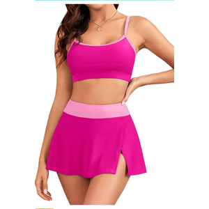 ZAFUL Women High Waisted Bikini Sets Color Block Two Piece Swimsuit Sporty Push Up Bathing Suit with Swim Skirts Swimwear
Size M