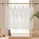 Boho Valance Macrame Curtains for Windows 31" L x 39" W Beaded Macrame Curtains for Doorway & Kichen, Large Wall Hanging Home Decor, Window Treament Room Divider Tapestry Wedding Backdrop, 1 Panel