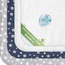 Pack and Play Sheets & Waterproof Terry Pack N Play Mattress Protector Pad Cover 4 Pack, Viscose Terry Pack N Play Sheets Set, Grey & Navy (39" X 27")