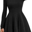 PRETTYGARDEN Fall Dresses for Women Elegant Classy 2025 Casual Long Sleeve Swing A Line Ruffle Short Homecoming Party Dress. Size Large, Black 