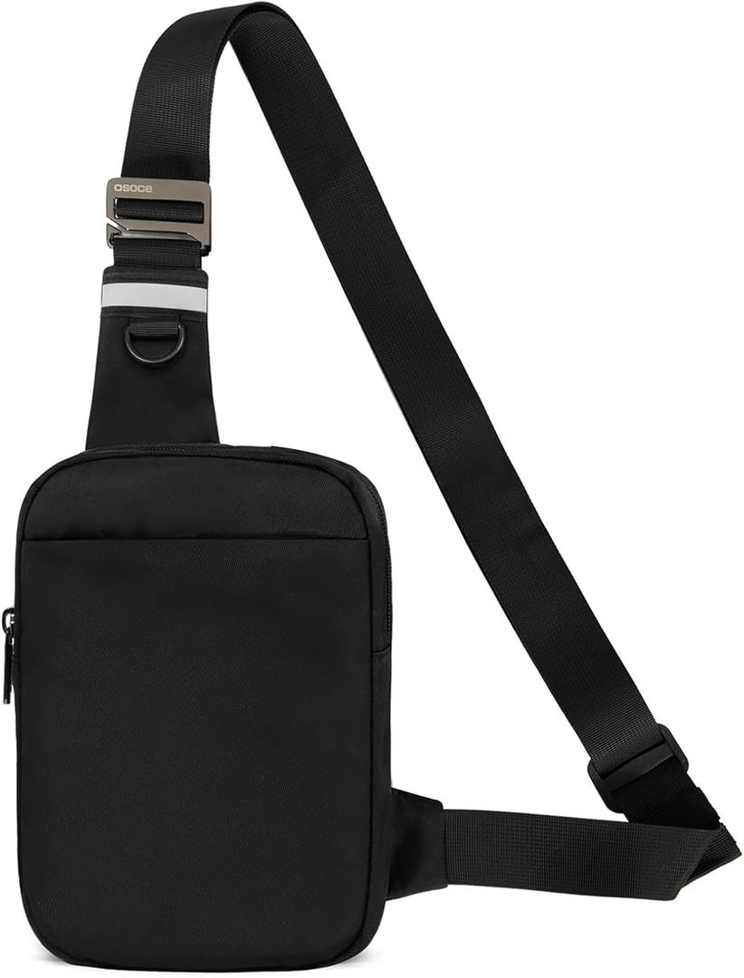 Small Sling Bag for Men and Women with RFID Pocket, Anti Theft Crossbody Chest Bag Casual Travel Bag for Hiking (Large, Black)