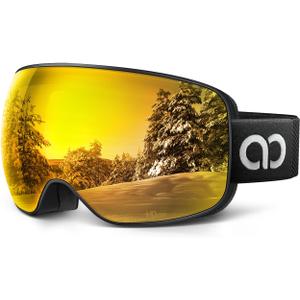 Lamicall Ski Goggles with 3X Anti-Fog - 100% UV Protection, OTG, Gifts for Skiing, Snowboard, Snowmobile, Men, Women