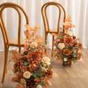 Ling's moment Free-Standing Fall Wedding Aisle Runner Flowers, Brown Orange