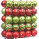 XmasExp 50ct Christmas Balls Ornaments for Tree - Red and Green Shatterproof Xmas Balls Set Mini 1.57 Inch Plastic Christmas Baubles for Holiday Party Decor
