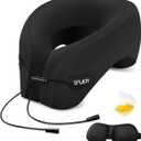 Ergonomic Memory Foam Travel Neck Pillow with Eye Mask & Earplugs  Comfortable Support for Flights, Cars, and Office Naps (Black)