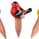 Terracotta Plant Self Watering Spikes - Set of 3 Terracotta Self Watering Bulbs, Self Watering Stakes, Self Watering Globes for Pot Plants (Birds Painted, Large)