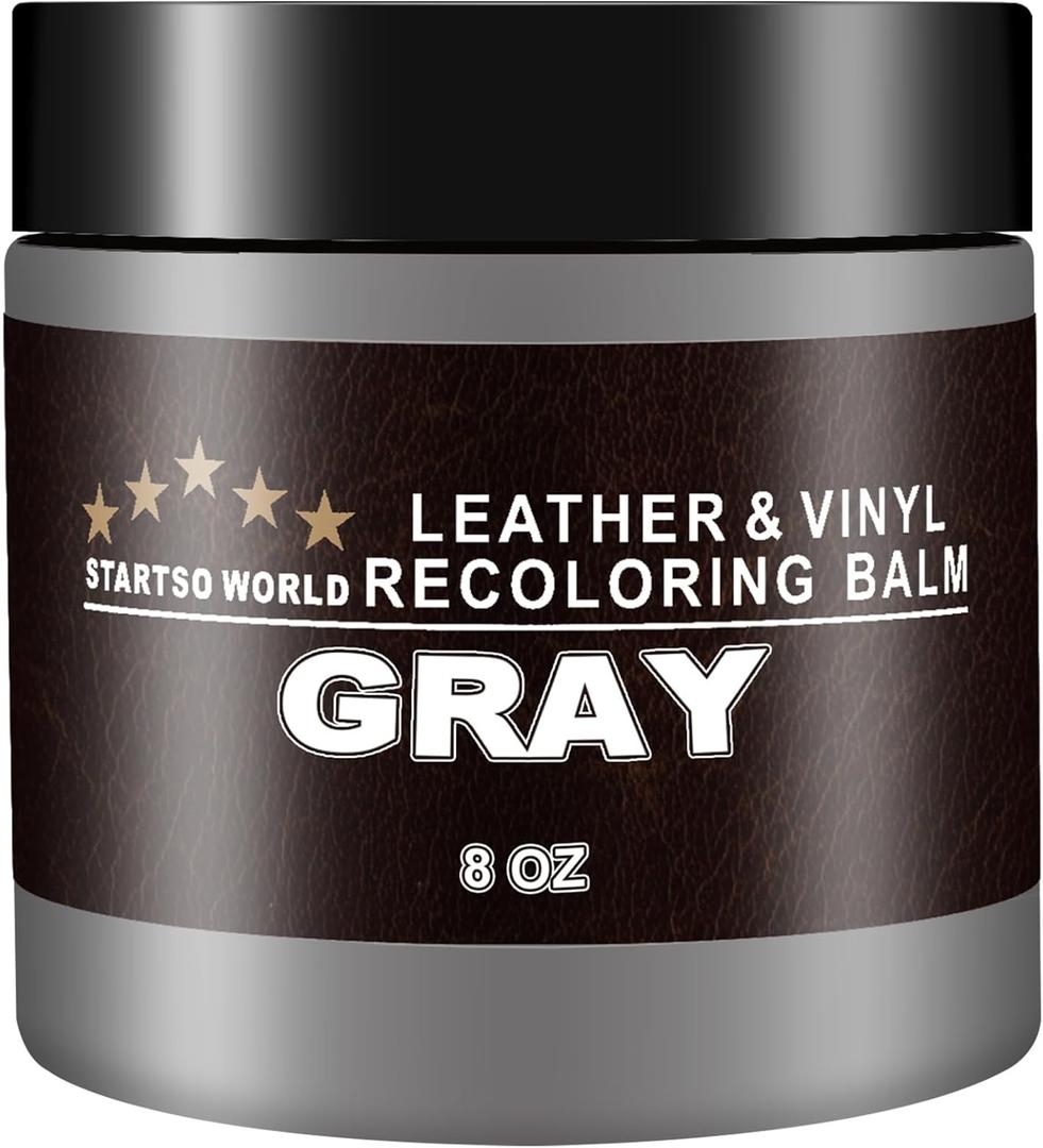 STARTSO WORLD Leather Recoloring Balm, Gray Leather Repair Kit for Furniture, Leather Dye, Leather Color Restorer for Couches, Leather Couch Paint | Repair, Restore Old, Faded Leather (Leather Recoloring Balm, Gray)
