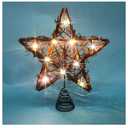 Christmas Tree Topper Farmhouse Christmas Decor Christmas Tree Decorations Rattan Natural Christmas Tree Star with 10 Warm LED Lights for Rustic Christmas Ornaments Holiday Seasonal Decoration 10 Inch