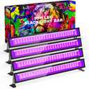 50W LED Black Light, 385nm UV Light Bar with Plug & Switch, IP66 Waterproof Blacklights for Glow Parties, Neon Decor, Halloween, Stage Lighting (4 Packs)