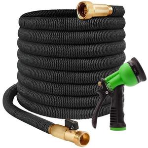 32FT Expandable and Flexible Garden Hose - Strength Durable Fabric and Latex Inner Tube, Lightweight Easy Storage Kink Free Water Hose with Solid 3/4" Brass connectors