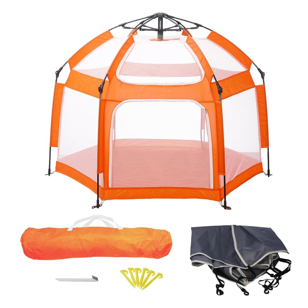 Portable Baby Playpen with UPF50+ Canopy | 1-Second Setup | Foldable & Travel-Friendly Baby Play Yard | Ideal for Indoor/Outdoor Use(Orange) Portable Baby Playpen with UPF50+ Canopy | 1-Second Setup | Foldable & Travel-Friendly Baby Play Yard | Ideal for Indoor/Outdoor Use(Orange)