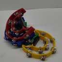 CEE 4 Pack 10 Double Row Tambourine, Half Moon Musical Tambourine 20 Metal Jingles Hand Held Percussion Drum, Panderos Para Adultos, Plastic Tambourines for Adults, Church, KTV, Party, Multicolored