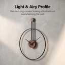 Modern Minimalist Black Metal Ring Wooden Silent Wall Clock Decor, 21.6 * 28.7in