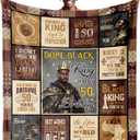 African American 50th Birthday Gifts for Men, 50 Year Old Birthday Gifts for Men Throw Blanket 60"x50", 50th Birthdays Decorations for Man, Unique 50 Year Old Gift Ideas