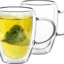 ChaYeah, Double Wall Glasses, 12 OZ Insulated Cups with Handle, Perfect for Tea, Coffee, Water, and More (Set of 2)