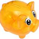 Piggy Bank, Plastic Money Bank, Transparent Money Jar, Coin Bank for Girls and Boys, Gifts for Birthday, Easter, Christmas, Baby Shower (Yellow)