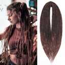 Leeven 30 Strands Double Ended Synthetic Dreadlock Extensions 24 Inch Thin Ombre Brown Full Set DE Hippie Wool Dreads Braid in Soft Viking Dreads for Women Men
