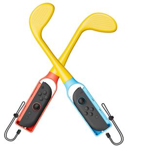 Nargos Golf Culb for Nintendo Switch 2 / Switch 1/ OLED Joy-Con Controller, Sports Game Accessories for Mario Golf-Super Rush - 2 Pack Yellow