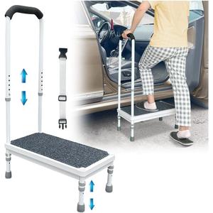 Medical Step Stool with Handle for Elderly Seniors SUV Car Steps 400lb Stepping Stool Adults Ramps with Handrails Height Adjustable Rv Steps Wide Platform Safety Handicap Mobility Assist Devices (21.81238inch)
