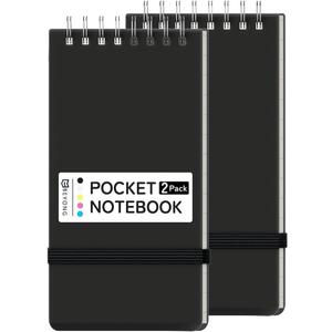BEYONG Small Pocket Notebook Journal, Mini Notepad Spiral Notebooks for Work School (Black, 2 Pack)