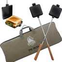 Campfire Pie Iron 4.9" Large Cast Iron Sandwich Maker for Camping 2 Pcs with Storage Bag - 21.7 inch Adjustable Handles - Campfire Cooking Equipment for Grilling & Outdoor Cooking