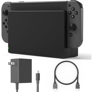 TV Dock Station for Switch/Switch OLED Replacement 3-in-1 Includes Original IC Module, AC Charger & High-Speed HDMI Cable, Supports 1080P HD Output & Console Charging (Not Compatible with Switch 2)