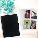 A5 Kpop Photocard Binder, 6 Ring Binder Album with 200 Card Slots, PU Leather Binder Cover with Magnetic Buckle Closure for Organizing Trading Cards (Black)