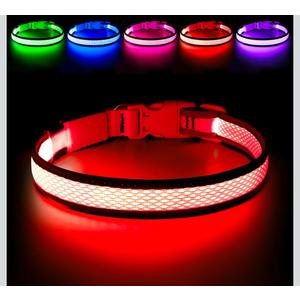 LED Dog Collar, Light Up Dog Collar USB Rechargeable, Brightest Dog Lights for Night Walking, Adjustable Dog Collar Light for Dog Safety(Small, Ruby Red)