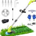 Aokia Electric Weed Wacker Cordless, 12V Battery Powered Weed Eater Cordless with Adjustable Pole (65inch), Lightweight Grass Trimmer Cutter/Edger/Mower with 2 Types Blade for Garden and Yard Lawn