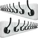 WEBI Coat Rack Wall Mount,10 Hooks,38 9/16" Long Coat Hooks Wall Mounted,16" Hole to Hole,Large Wood Coat Hanger Wall,Hook Rack for Hanging Coats,Jacket,Clothes,Hats,Black/White,2 Packs