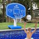 Pool Basketball Hoop, Large Poolside Basketball Hoop for Swimming Pool Basketball Game, Water Basketball Hoops with Lengthen Sturdy Base for Kids Adults Summer Water Fun, 2 Balls and Pump.