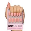 Glamnetic Press On Nails - Peach Coral | Short Round Orange, Glossy Pastel Peach Fake Nails, Reusable Spring Nails | 15 Sizes - 30 Nail Kit with Glue