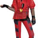 Disguise Girls Descendants Red Deluxe Costume, Official Disney Descendants the Rise of Red Costume Jumpsuit, Wig Not Included ((4-6x))