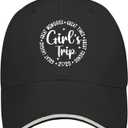 Girls Trip 2025 hat USA Cowboy hat AllBlack Custom hat Gifts for Women Hiking Cap (Black)