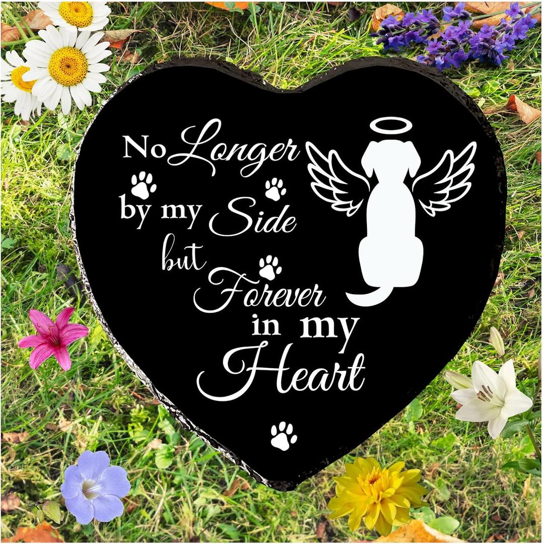 Dog Memorial Garden Stone Sympathy Gift for Loss of Dog, Forever in Memory Remembrance Plaque Pet Passing Away Grave Marker Gift for Healing and Comfort