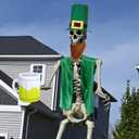 12 ft St Patrick's Day Skeleton Clothing Costume Accessories Set Large Hat and Vest Inflatable Beer for Garden Lawn Outdoor Decor(Skeleton Not Included(Irish)