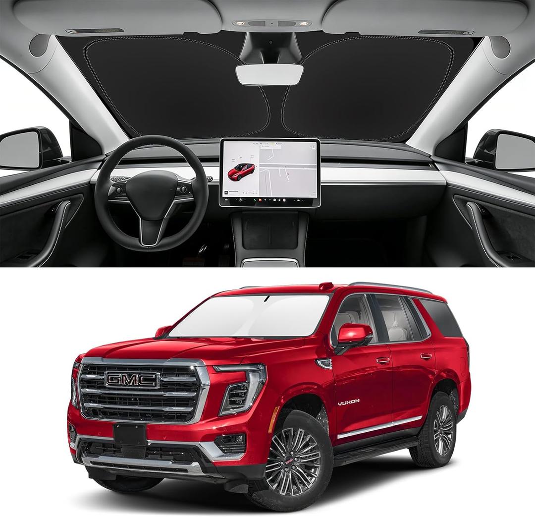 Custom Fit Windshield Sun Shade for GMC Yukon 2015-2026, Blocks UV & Heat, Front Window Sunshade, Easy Fold & Store